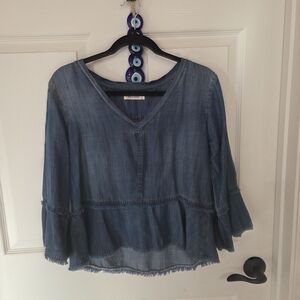 Bella Dahl Indigo Peplum Blouse